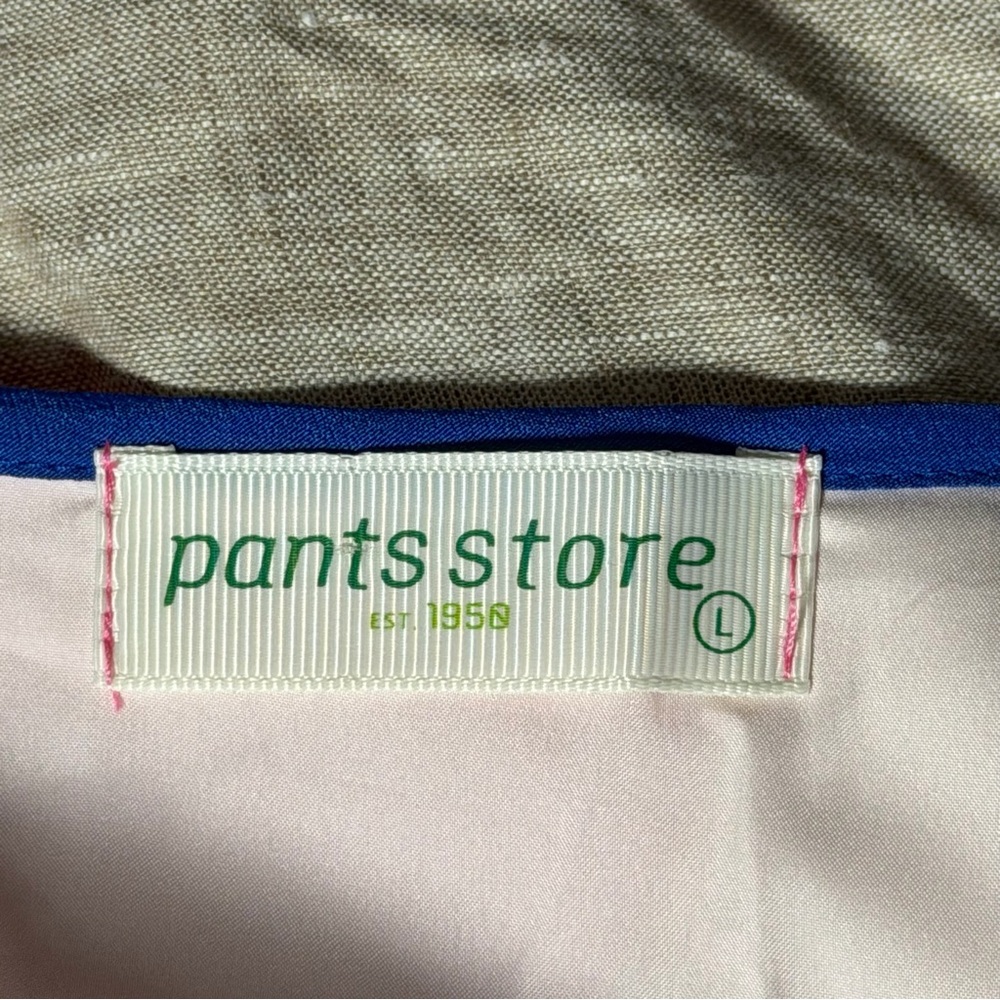 Pink Blue Geometric Resort Maxi Dress Empire Waist Vacation L Pants Store - Picture 8 of 9